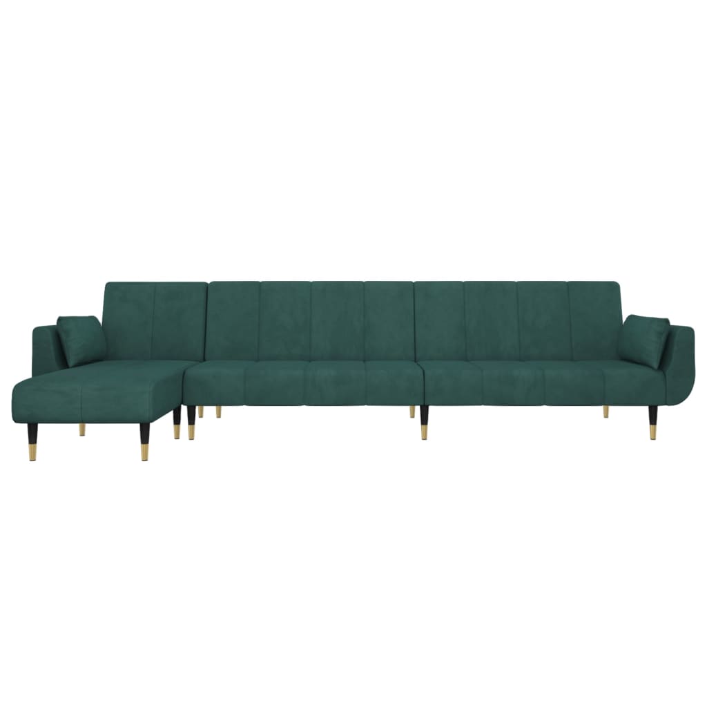 Schlafsofa in L-Form Dunkelgrün 275x140x70 cm Samt