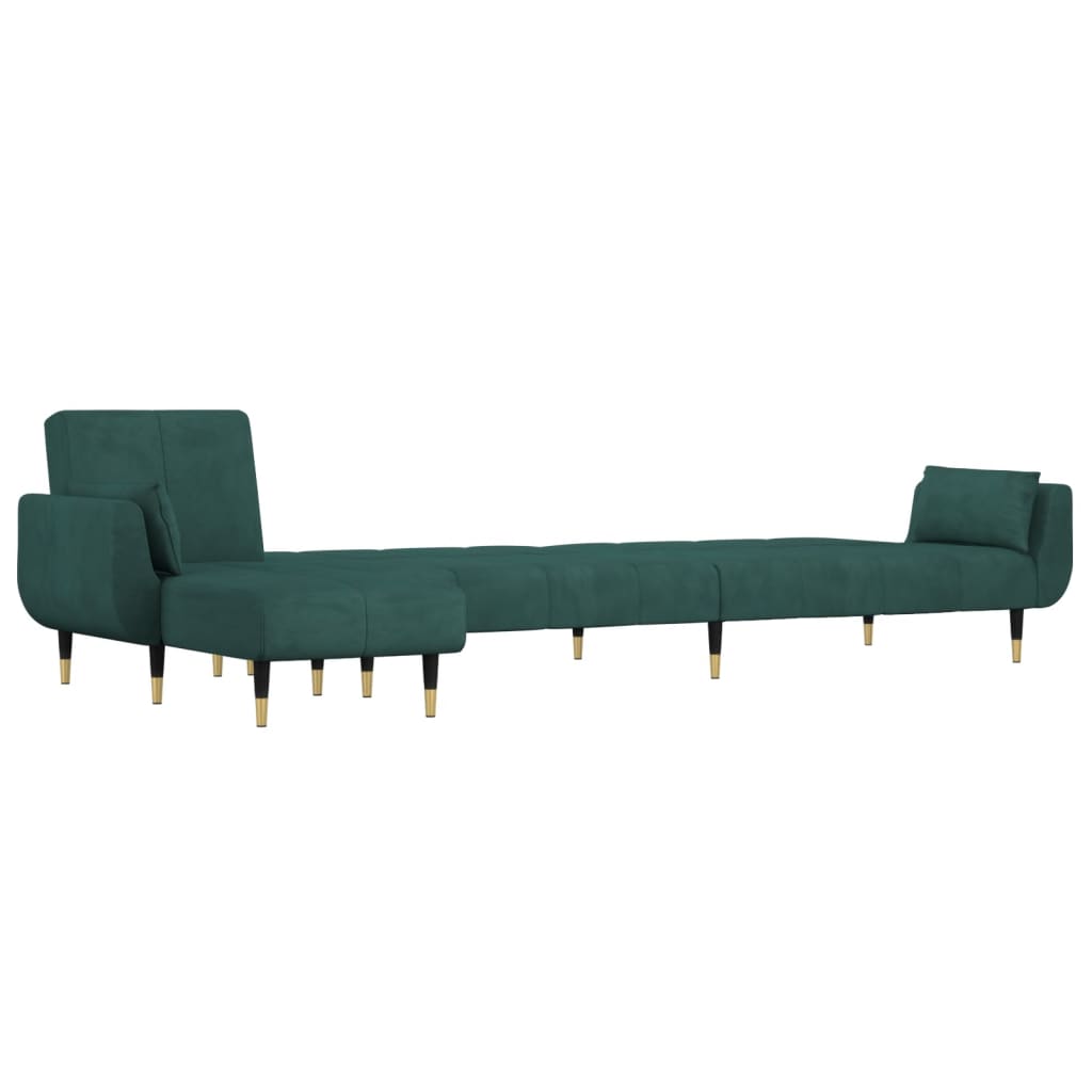 Schlafsofa in L-Form Dunkelgrün 275x140x70 cm Samt