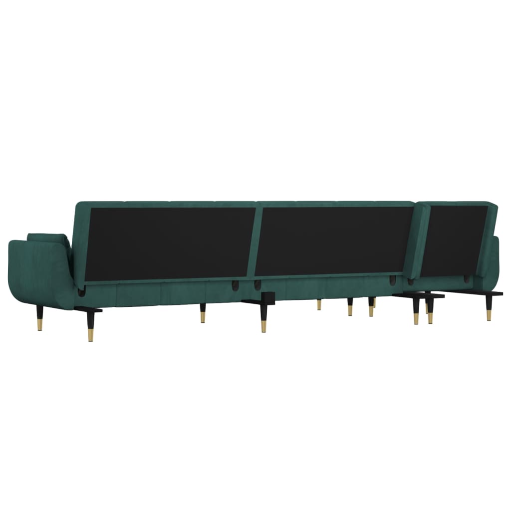 Schlafsofa in L-Form Dunkelgrün 275x140x70 cm Samt