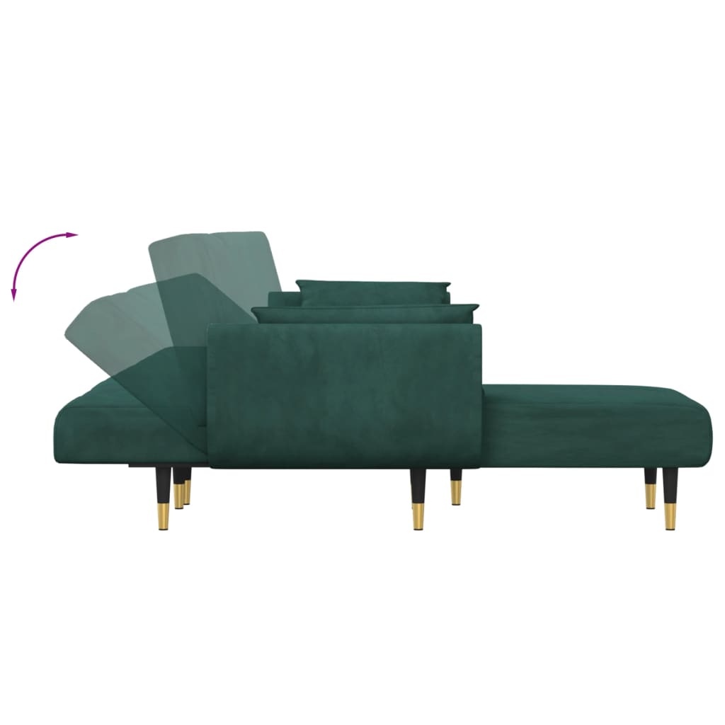 Schlafsofa in L-Form Dunkelgrün 275x140x70 cm Samt