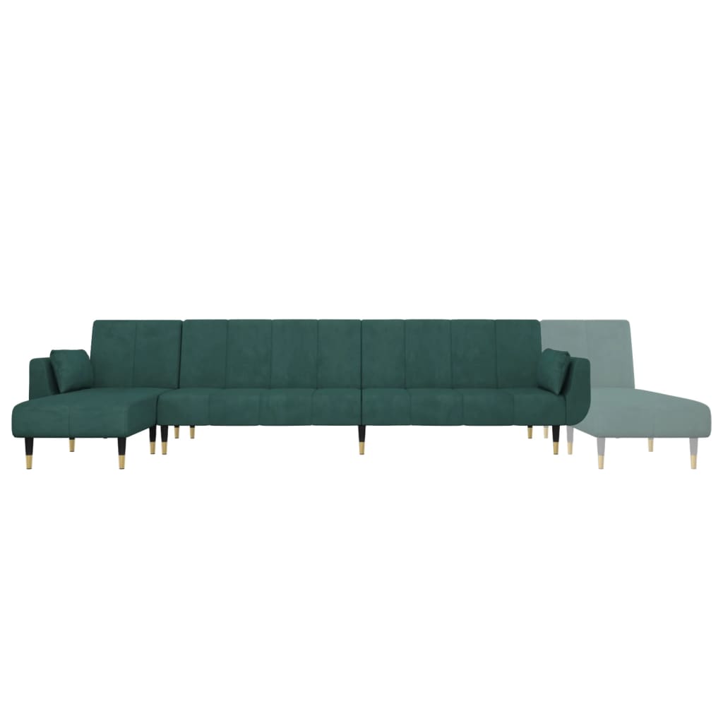 Schlafsofa in L-Form Dunkelgrün 275x140x70 cm Samt