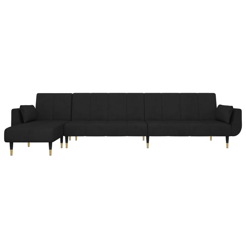 Schlafsofa in L-Form Schwarz 275x140x70 cm Samt