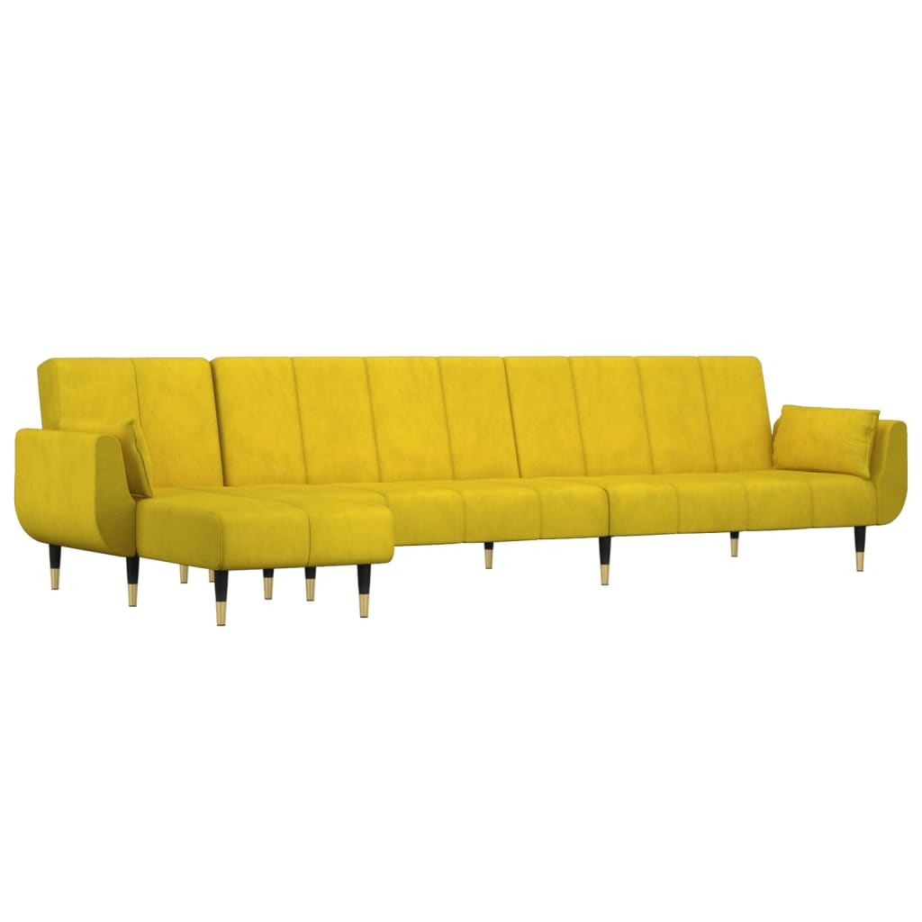 Schlafsofa in L-Form Gelb 275x140x70 cm Samt