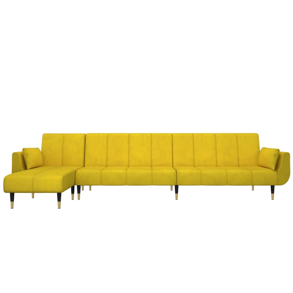 Schlafsofa in L-Form Gelb 275x140x70 cm Samt