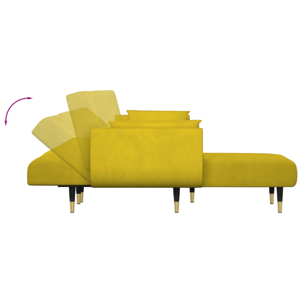 Schlafsofa in L-Form Gelb 275x140x70 cm Samt
