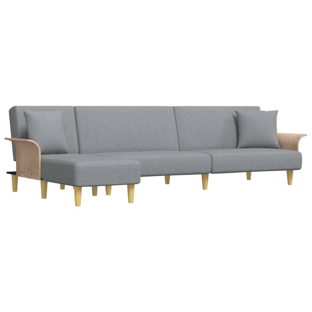 Schlafsofa in L-Form Hellgrau 279x140x70 cm Stoff