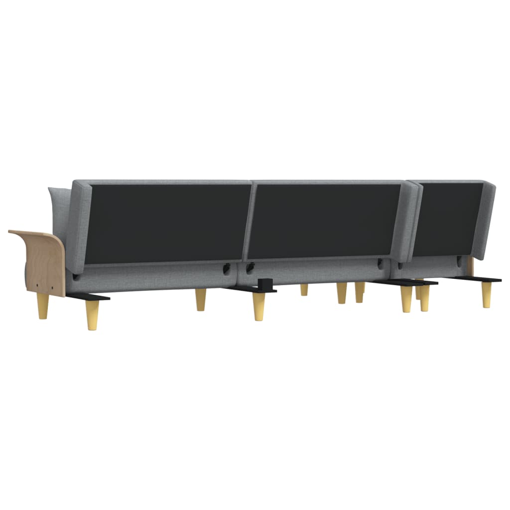 Schlafsofa in L-Form Hellgrau 279x140x70 cm Stoff
