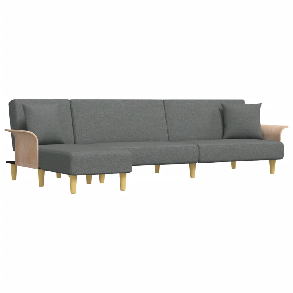 Schlafsofa in L-Form Dunkelgrau 279x140x70 cm Stoff