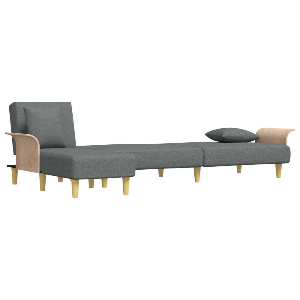 Schlafsofa in L-Form Dunkelgrau 279x140x70 cm Stoff