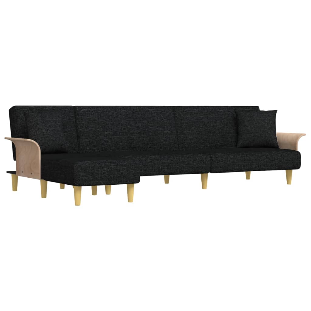 Schlafsofa in L-Form Schwarz 279x140x70 cm Stoff