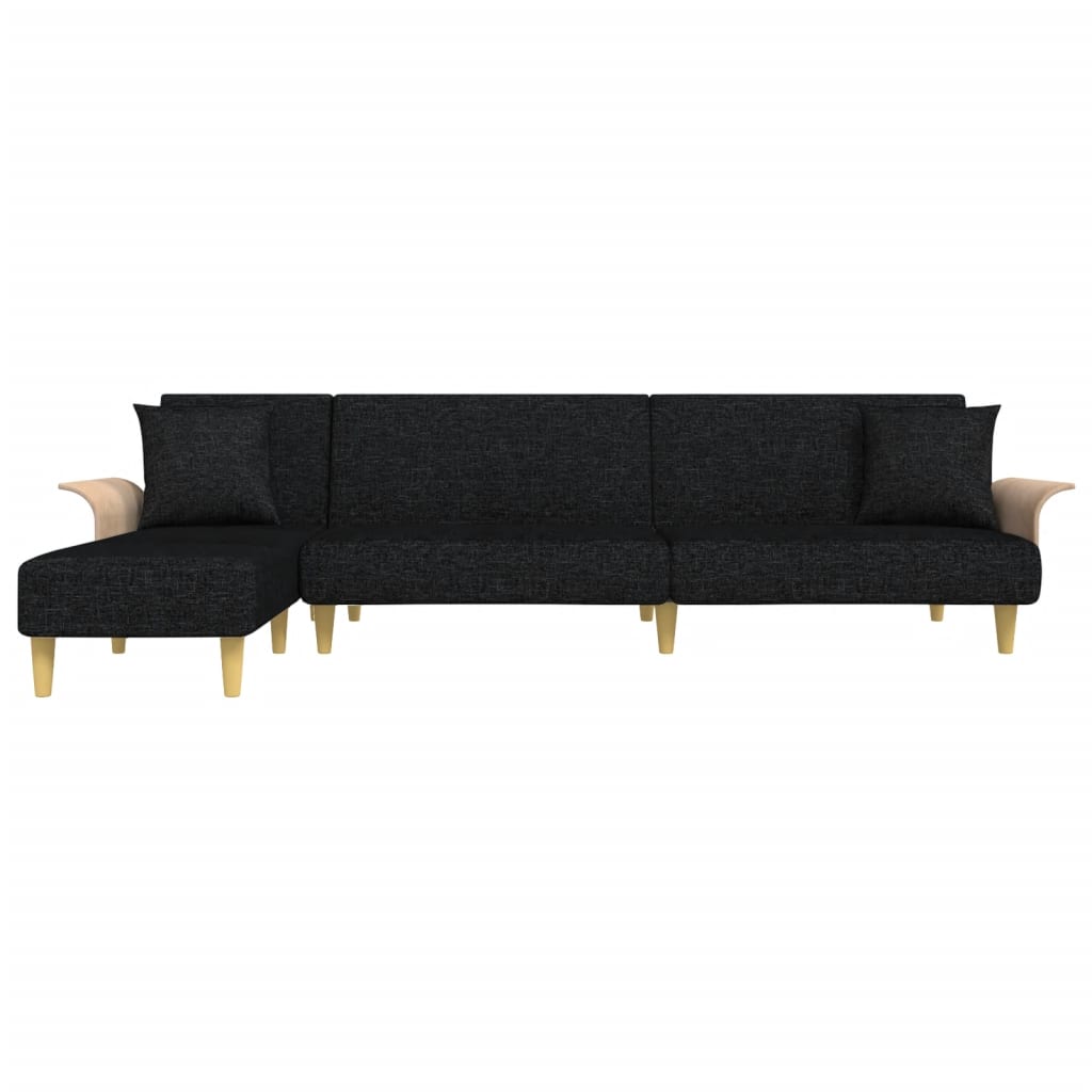 Schlafsofa in L-Form Schwarz 279x140x70 cm Stoff