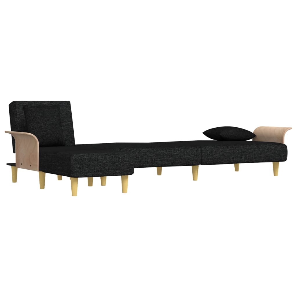 Schlafsofa in L-Form Schwarz 279x140x70 cm Stoff