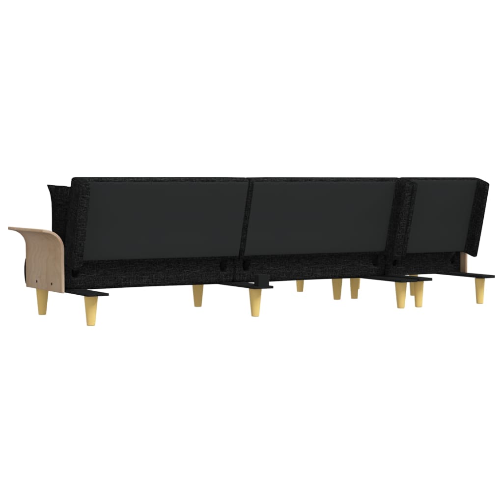 Schlafsofa in L-Form Schwarz 279x140x70 cm Stoff