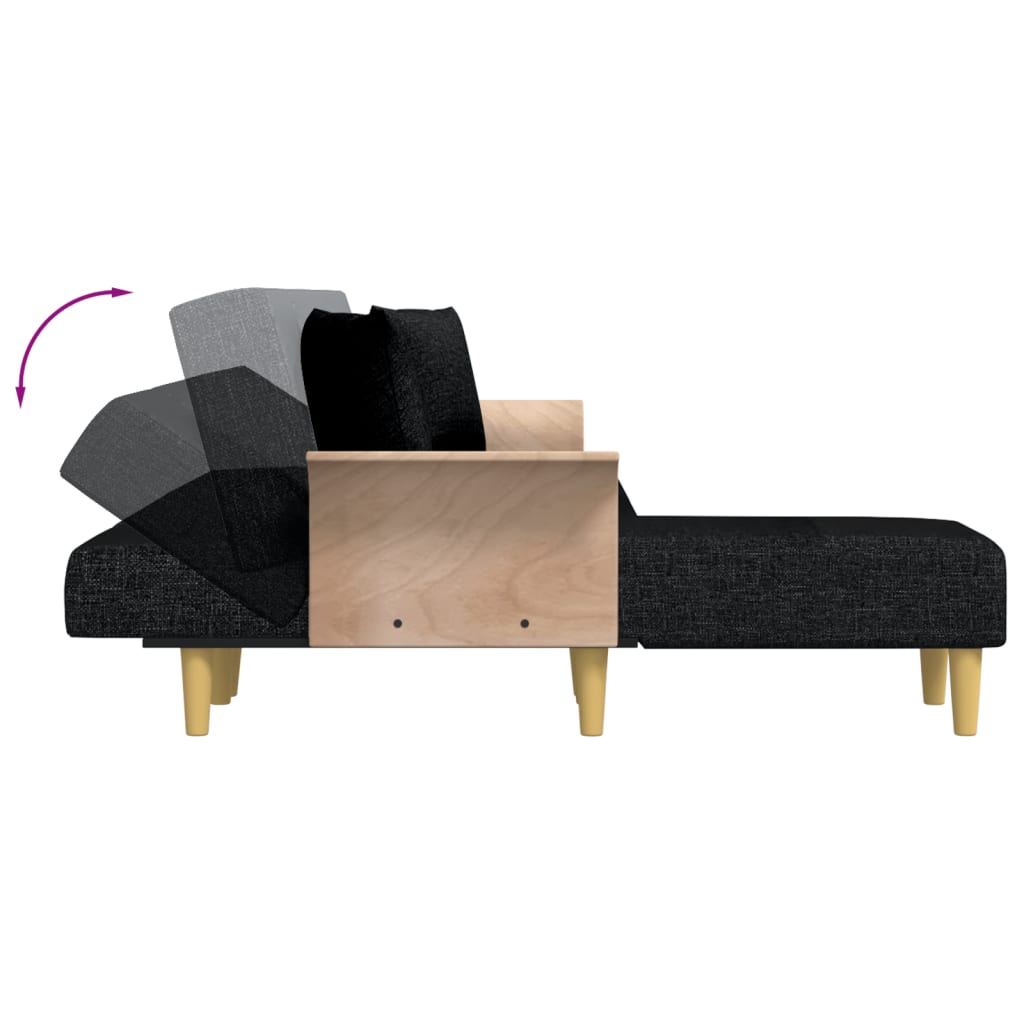 Schlafsofa in L-Form Schwarz 279x140x70 cm Stoff