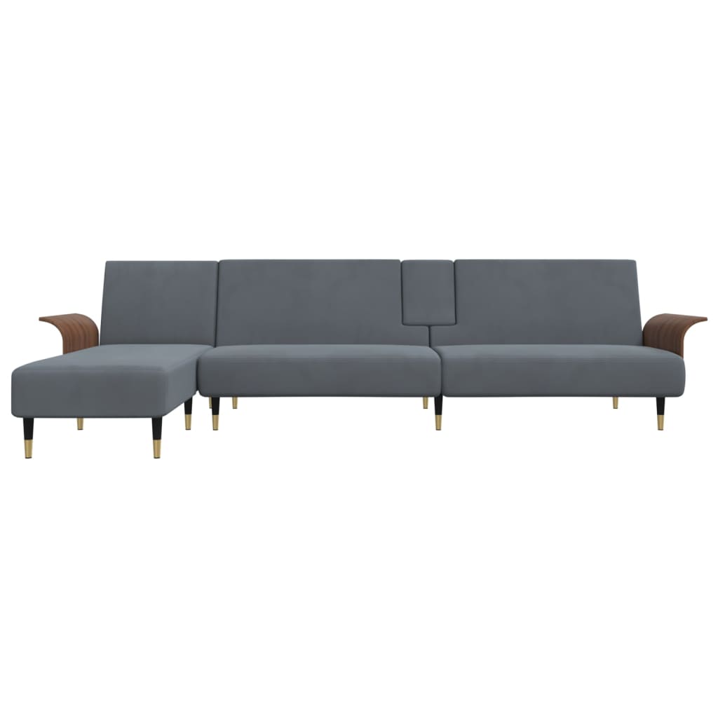 Schlafsofa in L-Form Dunkelgrau 279x140x70 cm Samt