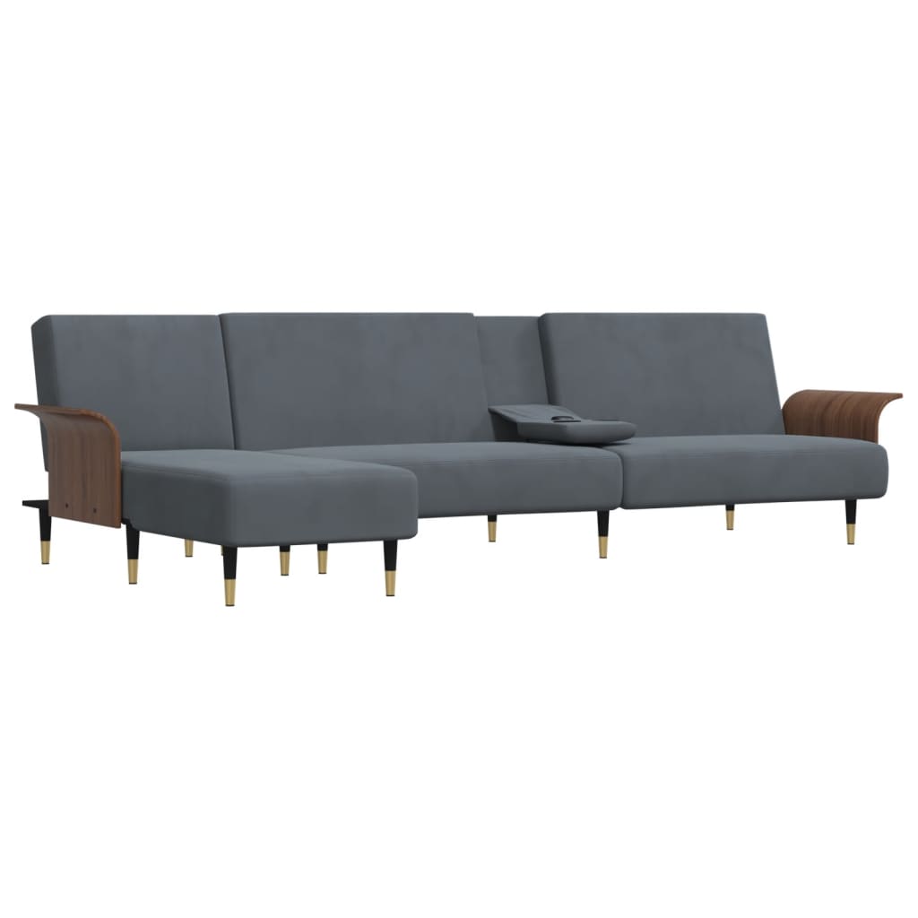 Schlafsofa in L-Form Dunkelgrau 279x140x70 cm Samt