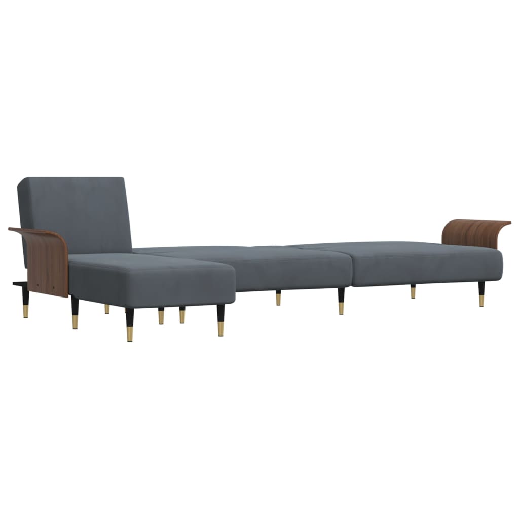 Schlafsofa in L-Form Dunkelgrau 279x140x70 cm Samt