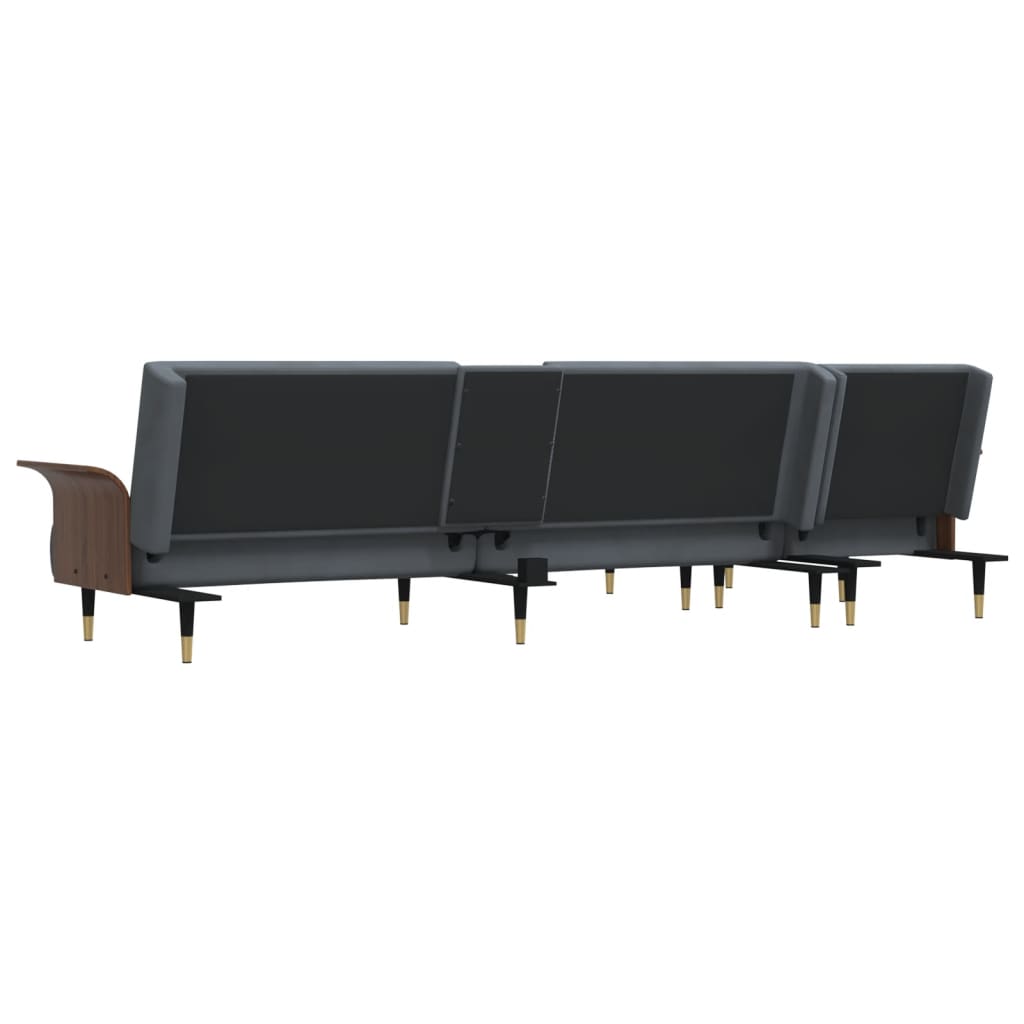Schlafsofa in L-Form Dunkelgrau 279x140x70 cm Samt