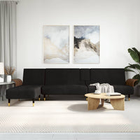 Thumbnail for Schlafsofa in L-Form Schwarz 279x140x70 cm Samt