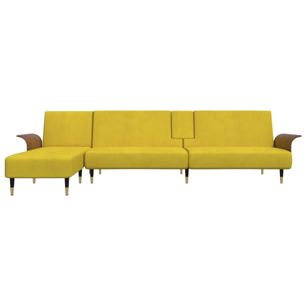 Schlafsofa in L-Form Gelb 279x140x70 cm Samt