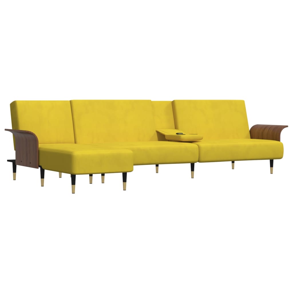 Schlafsofa in L-Form Gelb 279x140x70 cm Samt