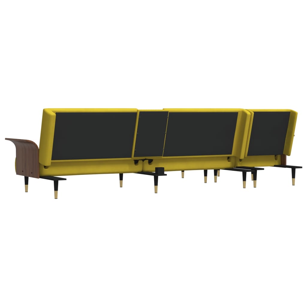 Schlafsofa in L-Form Gelb 279x140x70 cm Samt