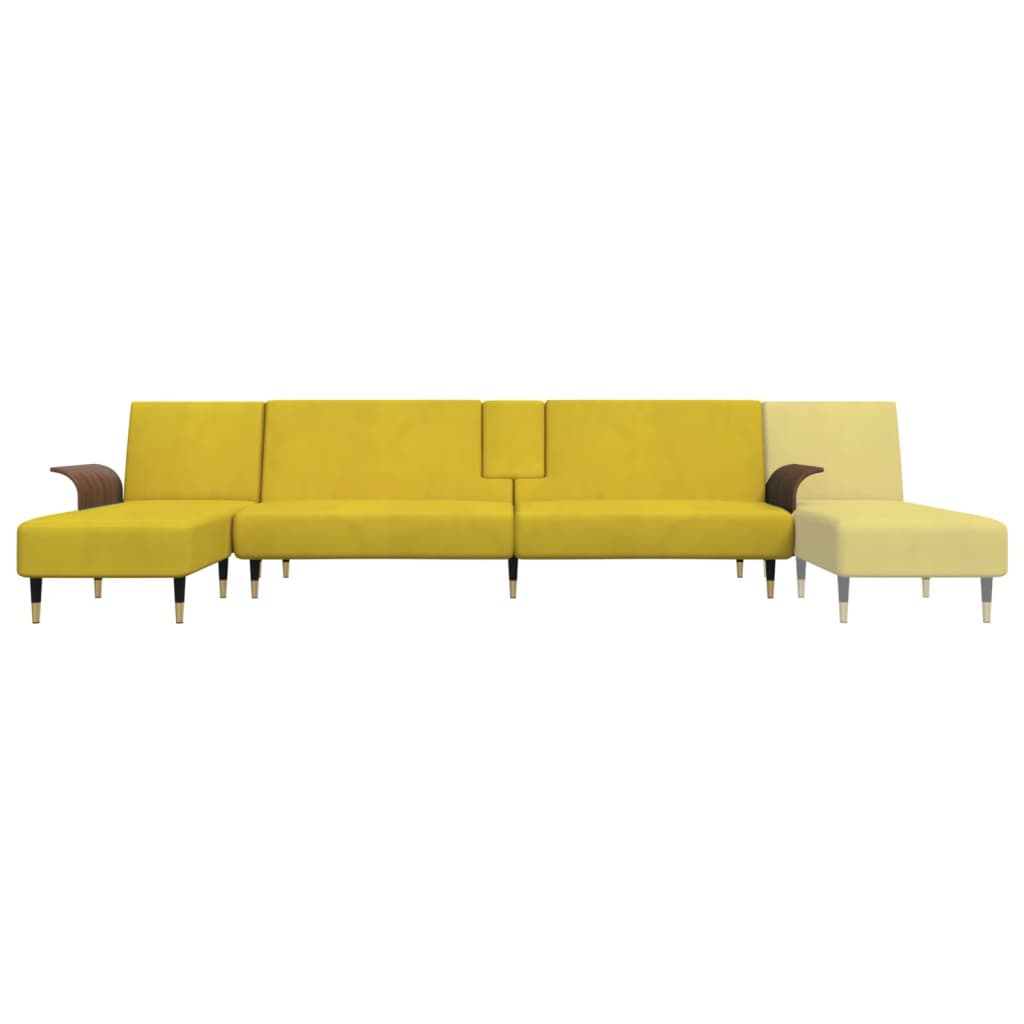 Schlafsofa in L-Form Gelb 279x140x70 cm Samt