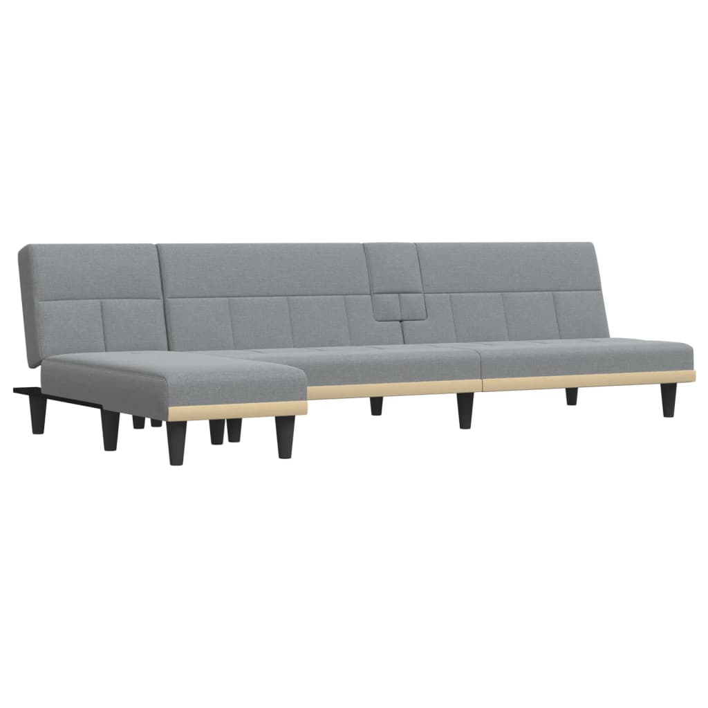 Schlafsofa in L-Form Hellgrau 255x140x70 cm Stoff