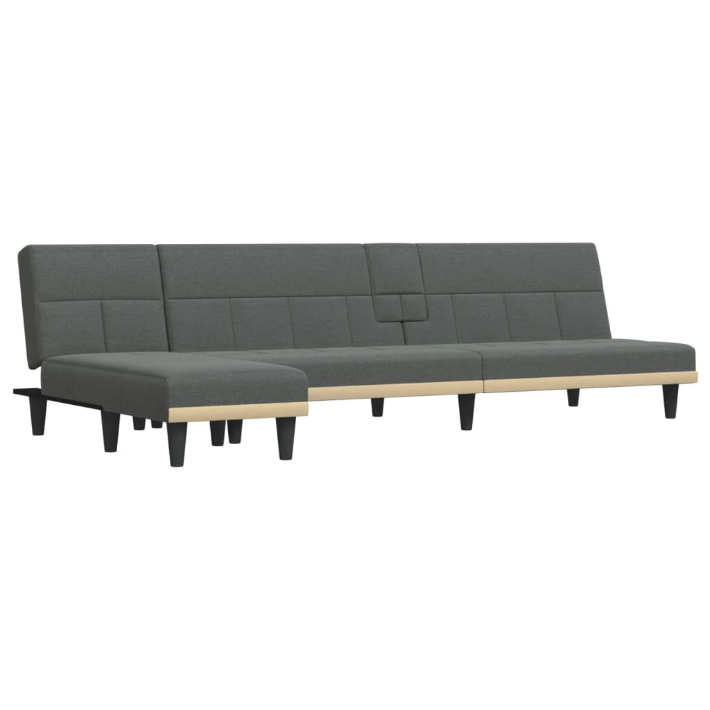 Schlafsofa in L-Form Dunkelgrau 255x140x70 cm Stoff