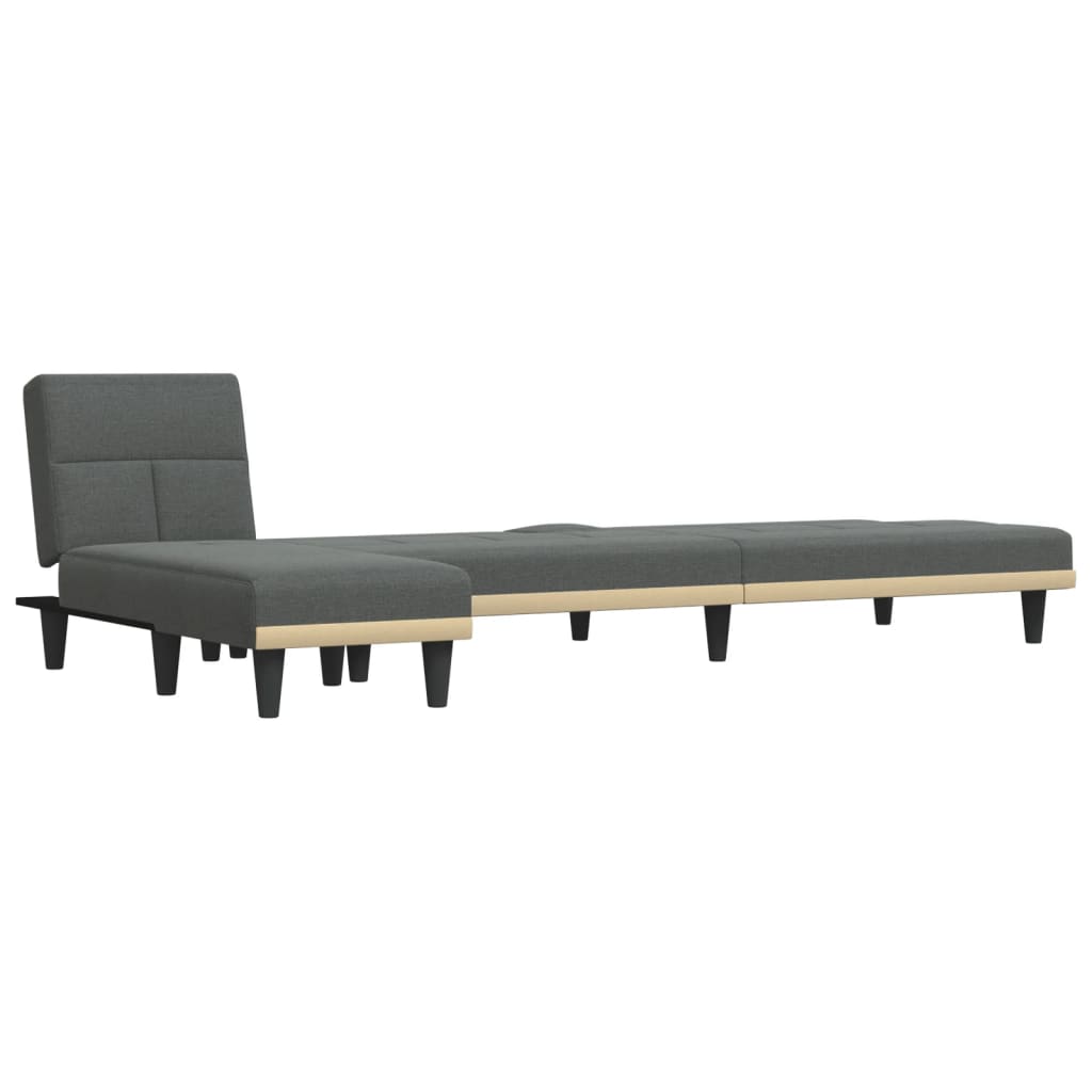 Schlafsofa in L-Form Dunkelgrau 255x140x70 cm Stoff
