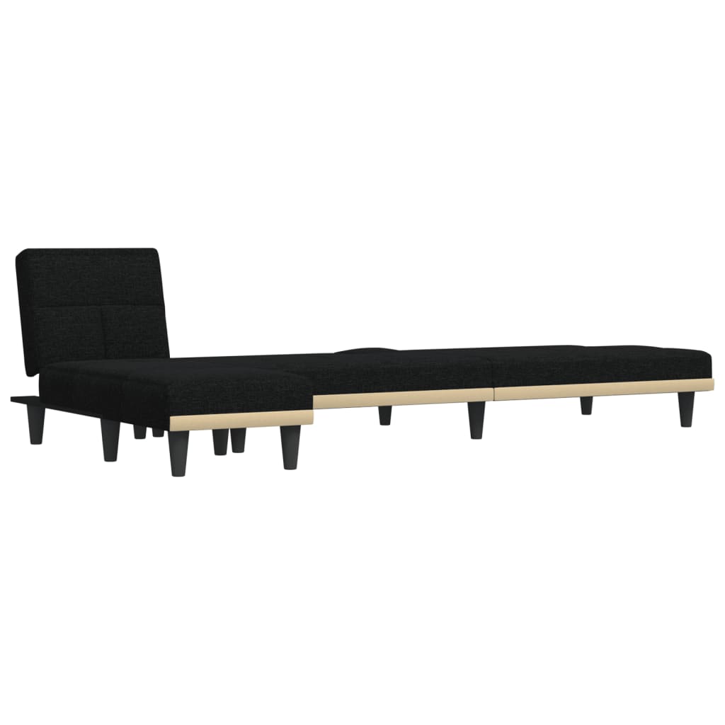 Schlafsofa in L-Form Schwarz 255x140x70 cm Stoff