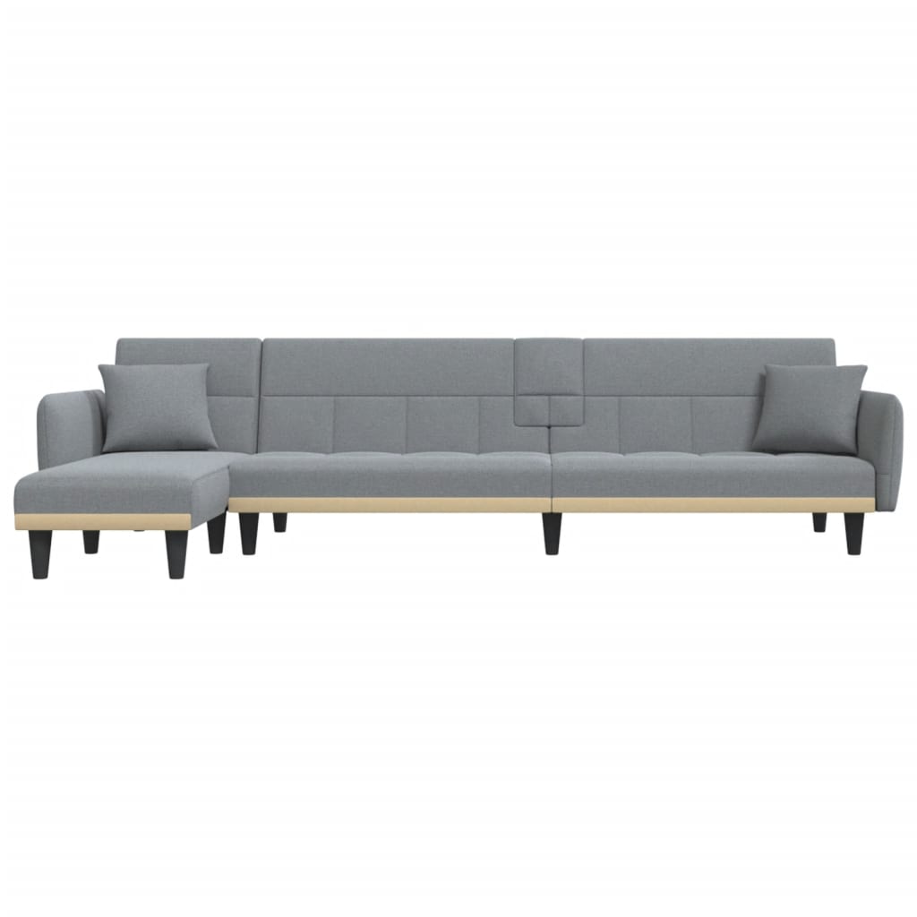 Schlafsofa in L-Form Hellgrau 275x140x70 cm Stoff