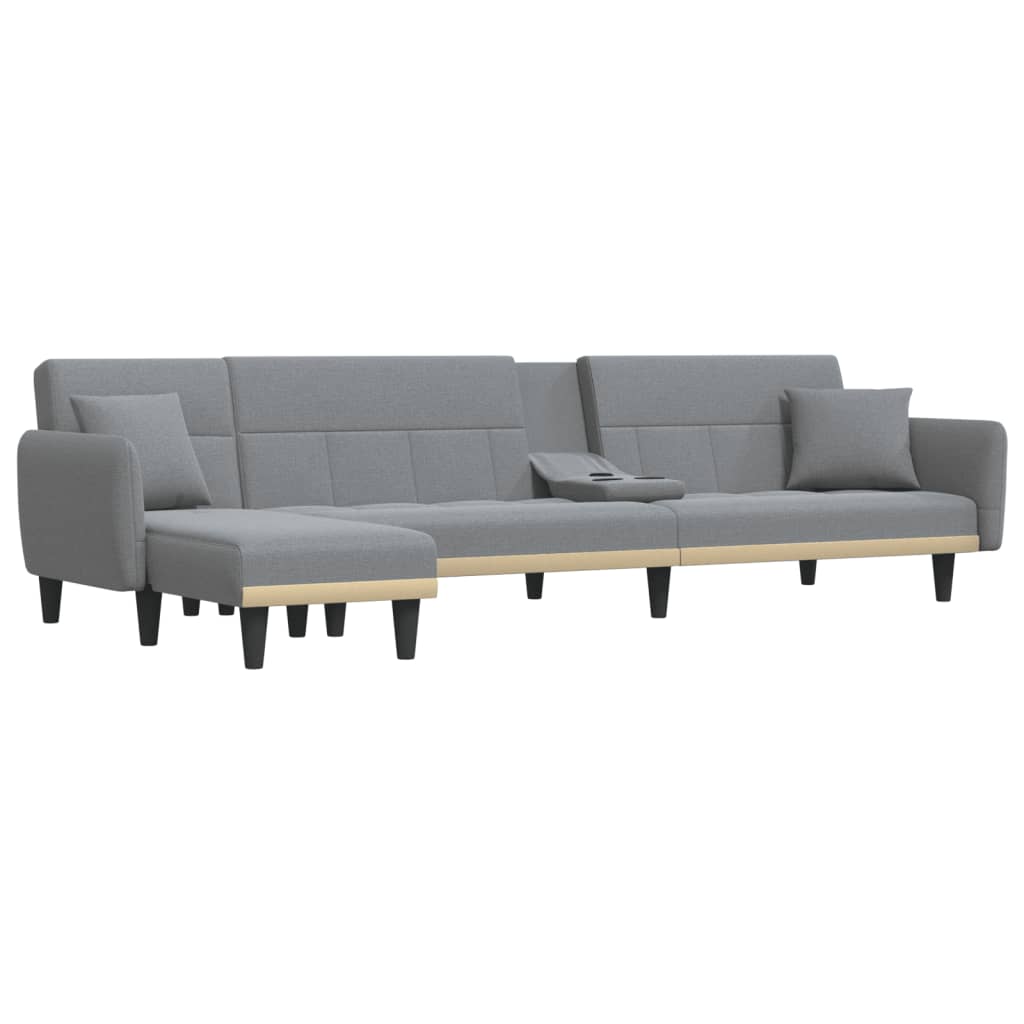 Schlafsofa in L-Form Hellgrau 275x140x70 cm Stoff