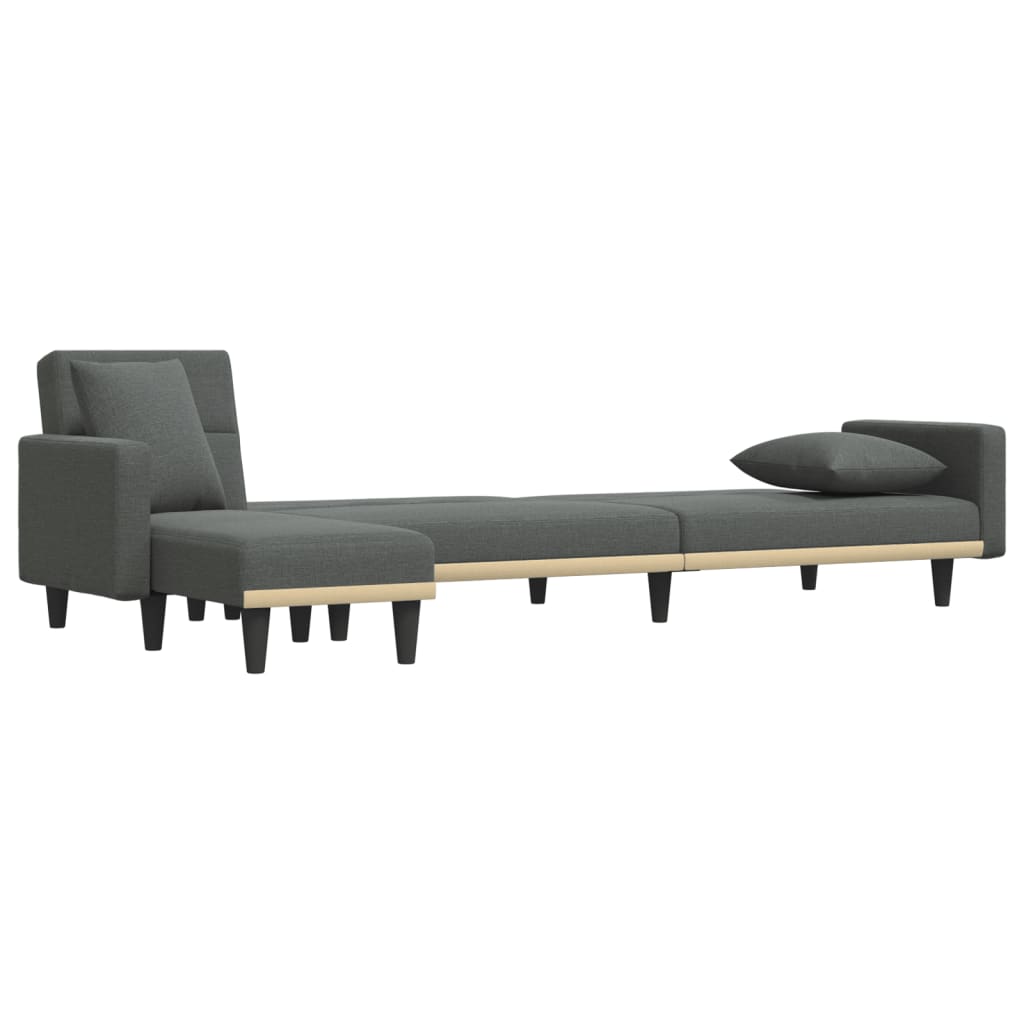 Schlafsofa in L-Form Dunkelgrau 275x140x70 cm Stoff