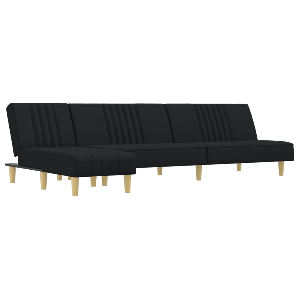 Schlafsofa in L-Form Schwarz 255x140x70 cm Stoff