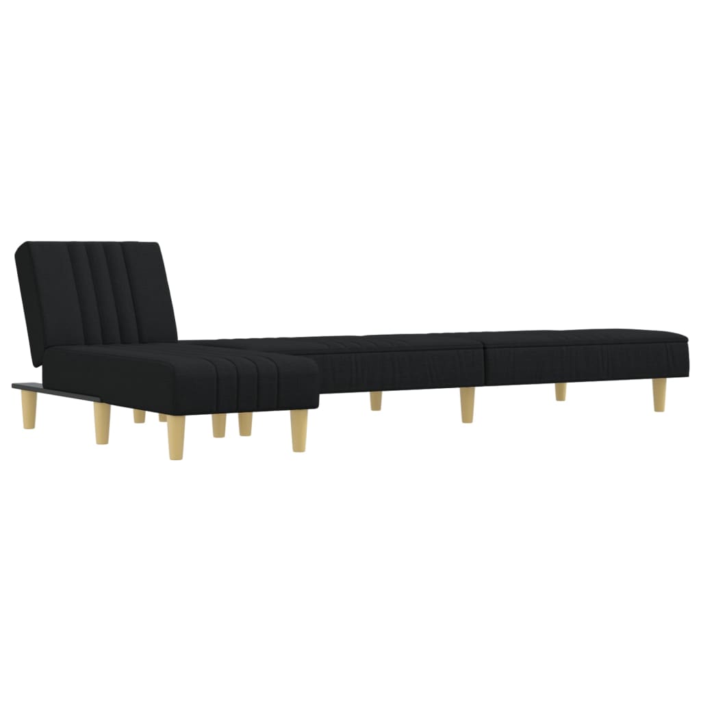 Schlafsofa in L-Form Schwarz 255x140x70 cm Stoff
