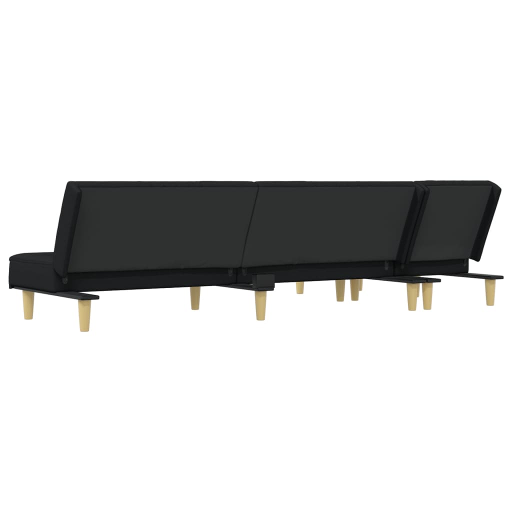 Schlafsofa in L-Form Schwarz 255x140x70 cm Stoff