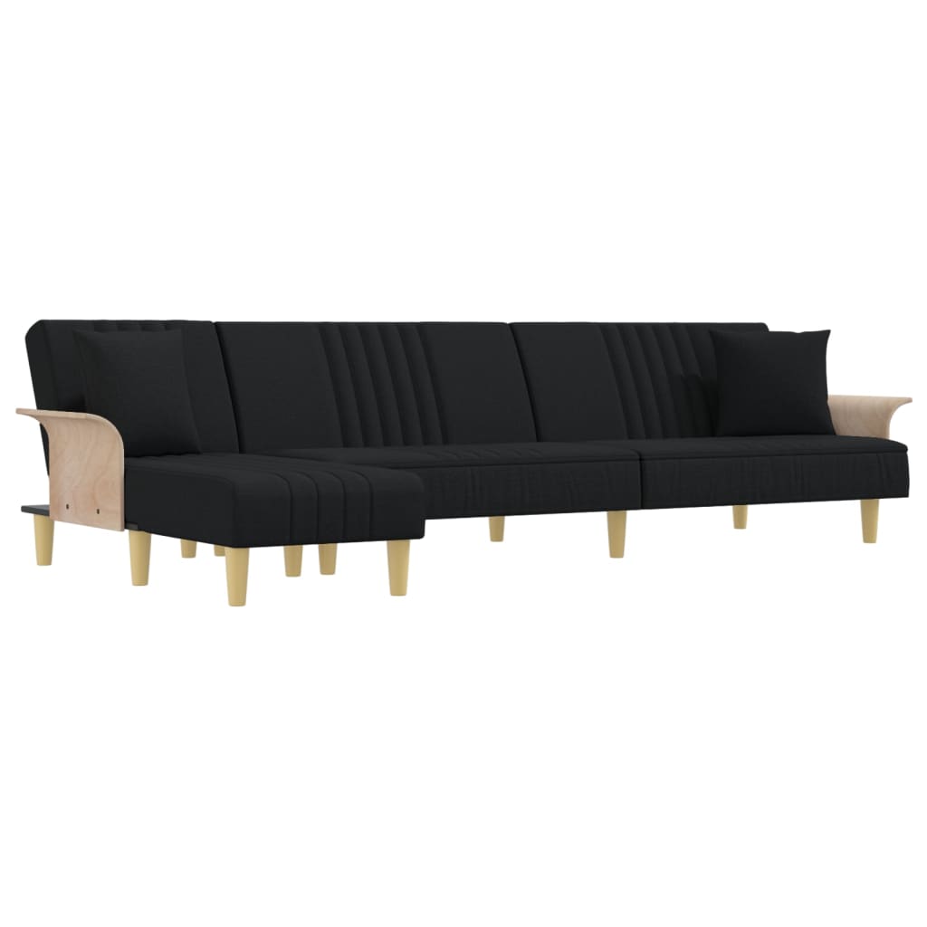 Schlafsofa in L-Form Schwarz 279x140x70 cm Stoff