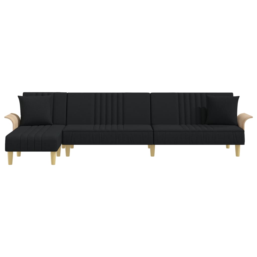 Schlafsofa in L-Form Schwarz 279x140x70 cm Stoff