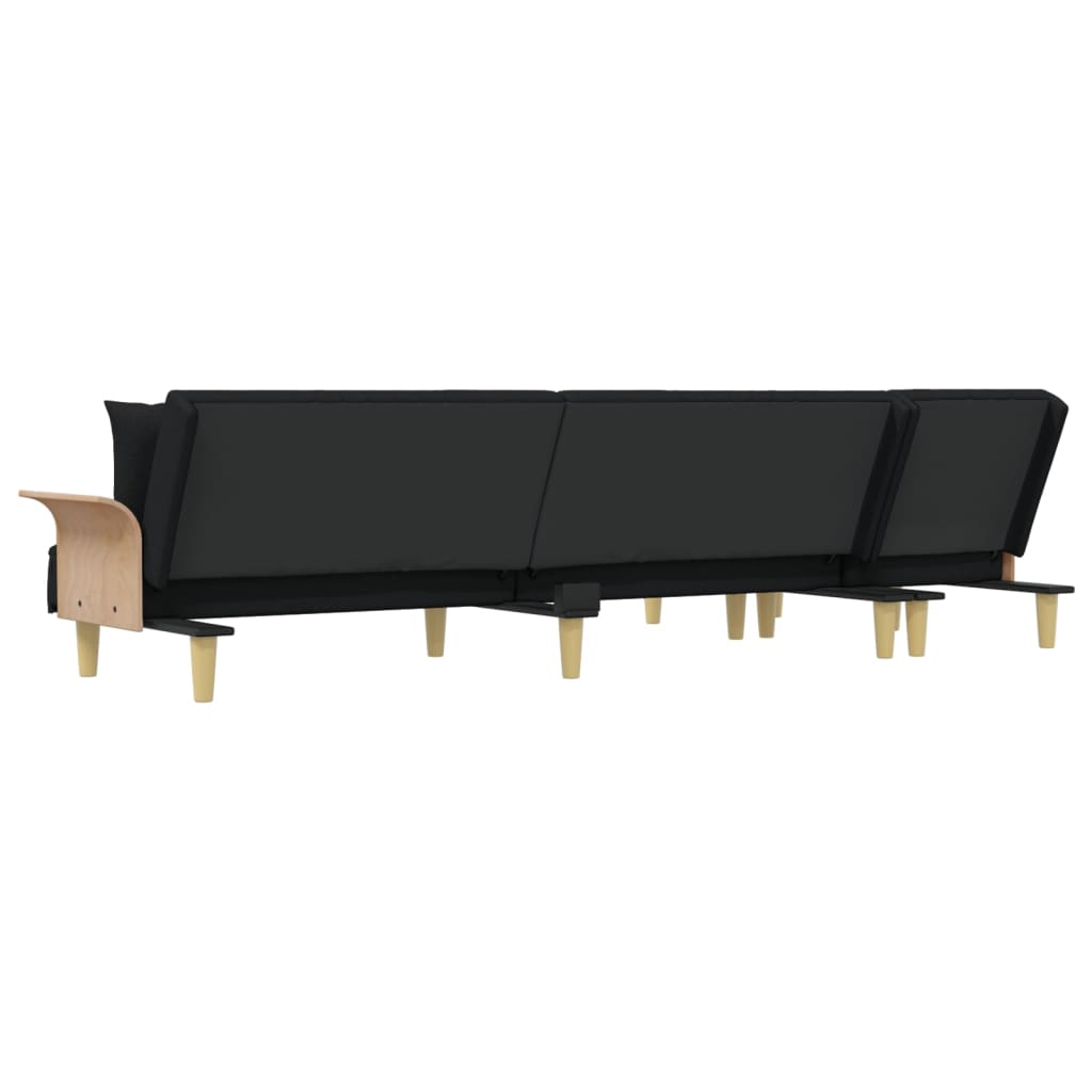 Schlafsofa in L-Form Schwarz 279x140x70 cm Stoff
