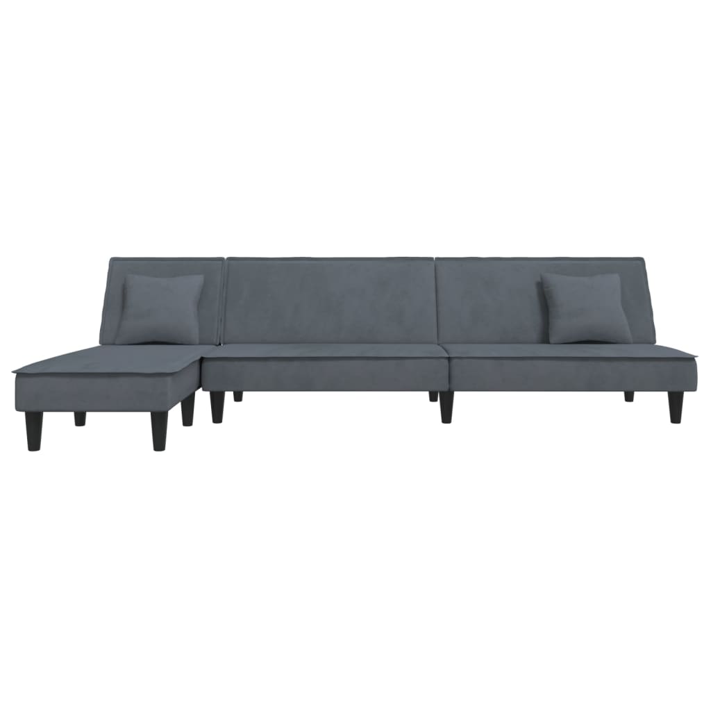 Schlafsofa in L-Form Dunkelgrau 255x140x70 cm Samt