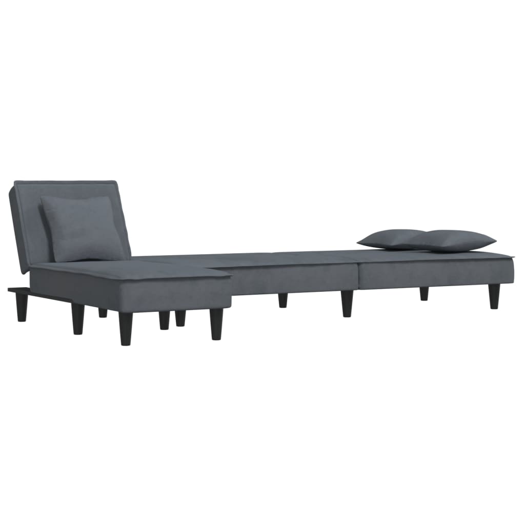 Schlafsofa in L-Form Dunkelgrau 255x140x70 cm Samt