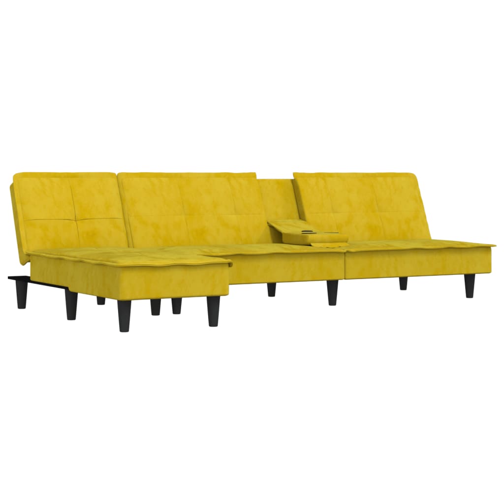 Schlafsofa in L-Form Gelb 255x140x70 cm Samt
