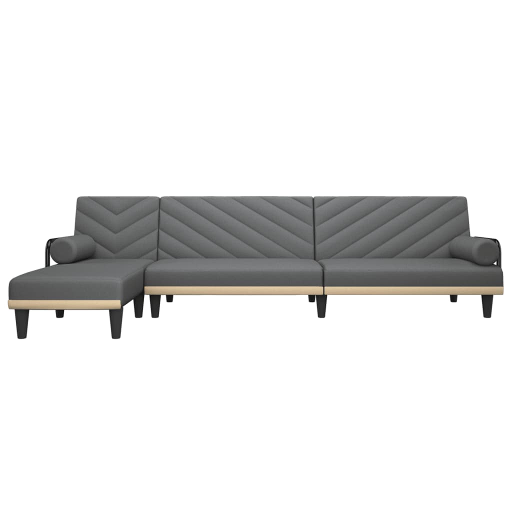 Schlafsofa in L-Form Dunkelgrau 260x140x70 cm Stoff