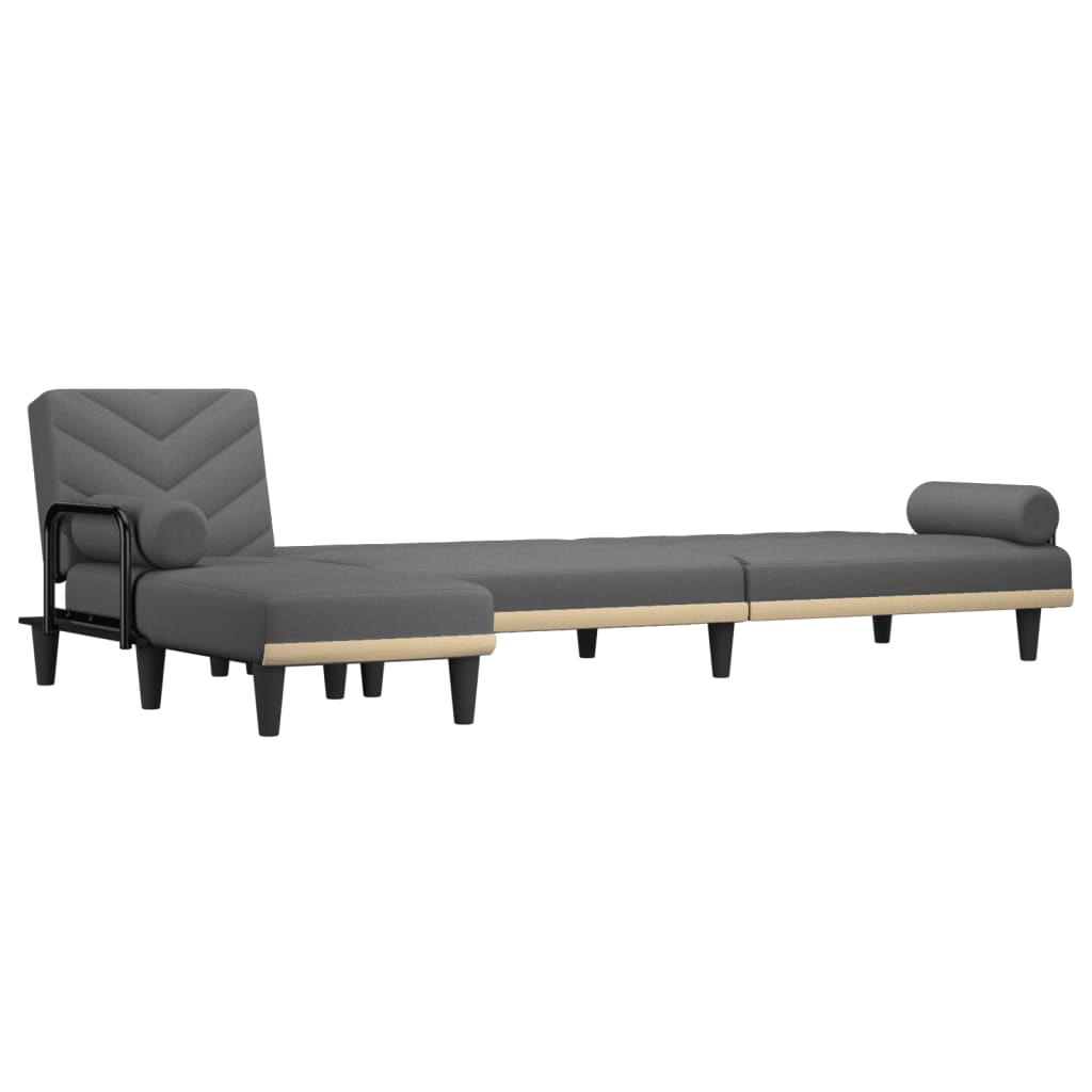 Schlafsofa in L-Form Dunkelgrau 260x140x70 cm Stoff
