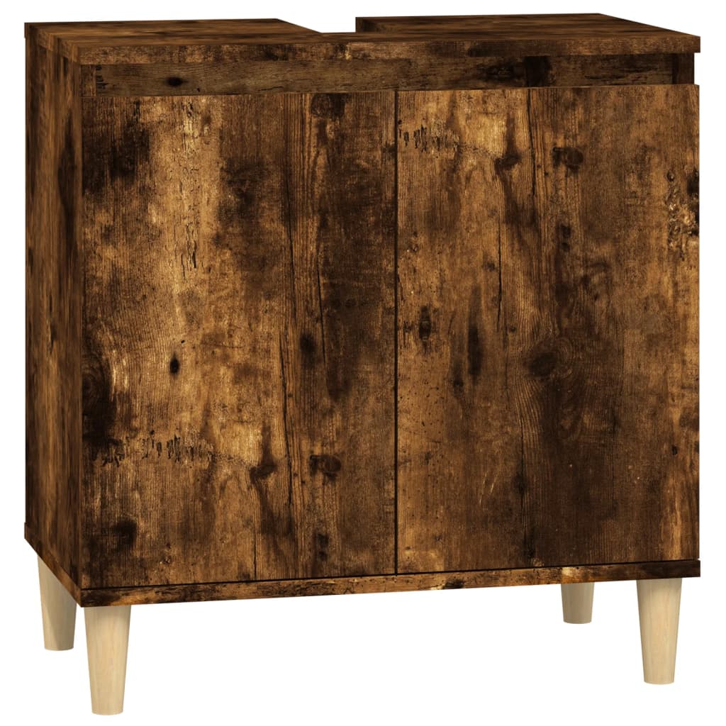 3-tlg. Badmöbel-Set Räuchereiche Holzwerkstoff