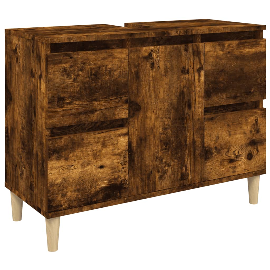 3-tlg. Badmöbel-Set Räuchereiche Holzwerkstoff