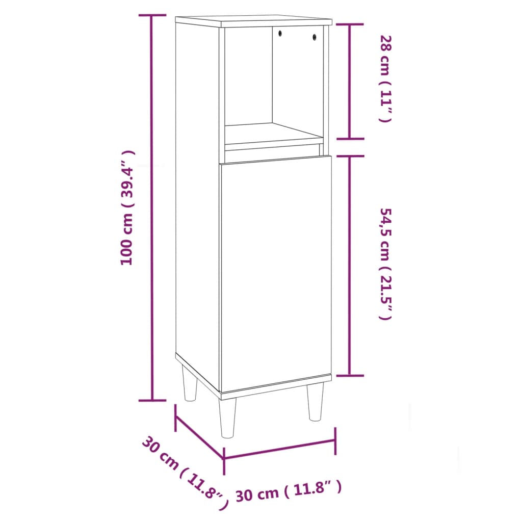 3-tlg. Badmöbel-Set Räuchereiche Holzwerkstoff