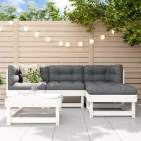 Thumbnail for 5-tlg. Garten-Lounge-Set mit Kissen Weiß Massivholz