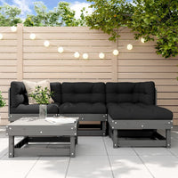 Thumbnail for 5-tlg. Garten-Lounge-Set mit Kissen Grau Massivholz